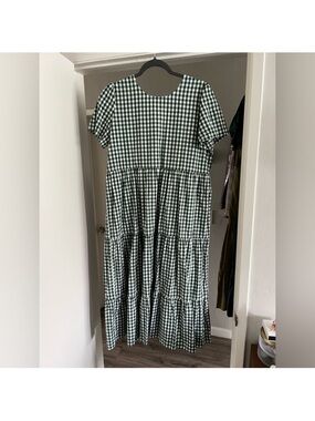 Tradlands Green and White Gingham Dress